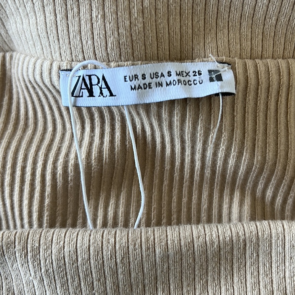 Zara Off-The-Shoulder Crop Top Beige Size S - Picture 5 of 7